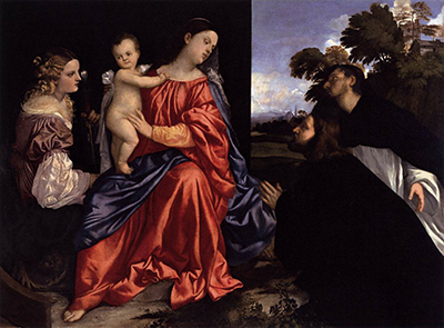 Madonna and Child with St Catherine and St Dominic and a Donor Titian